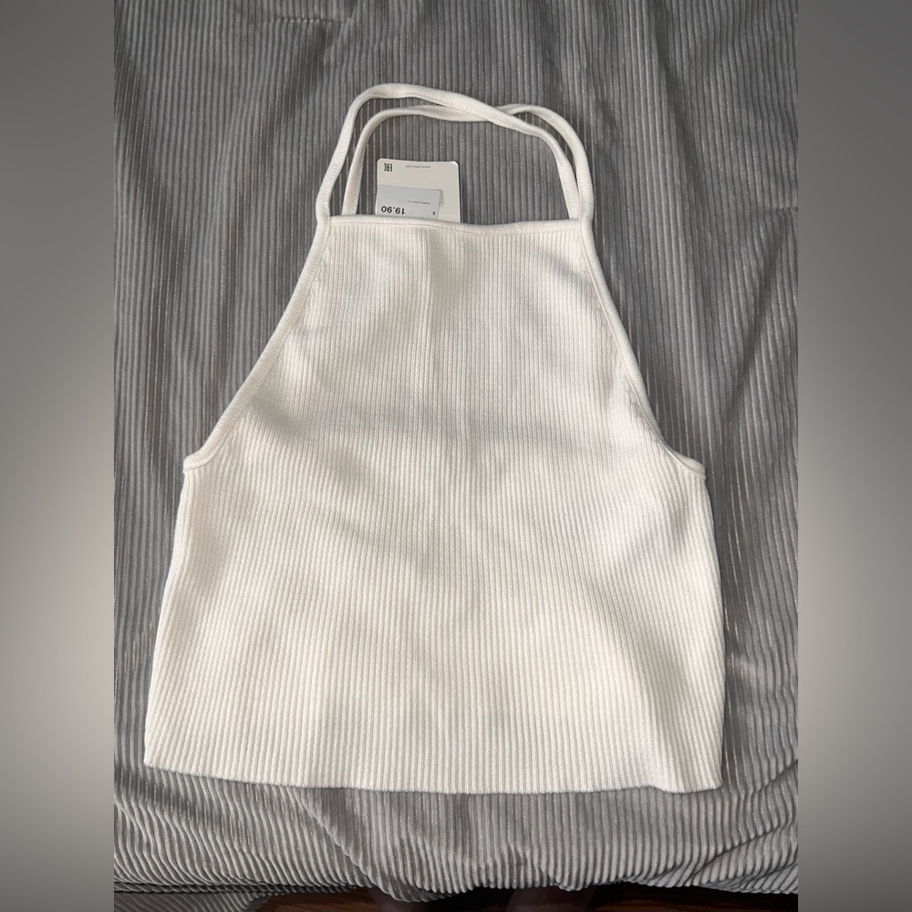 Zara White Ribbed Tank Top